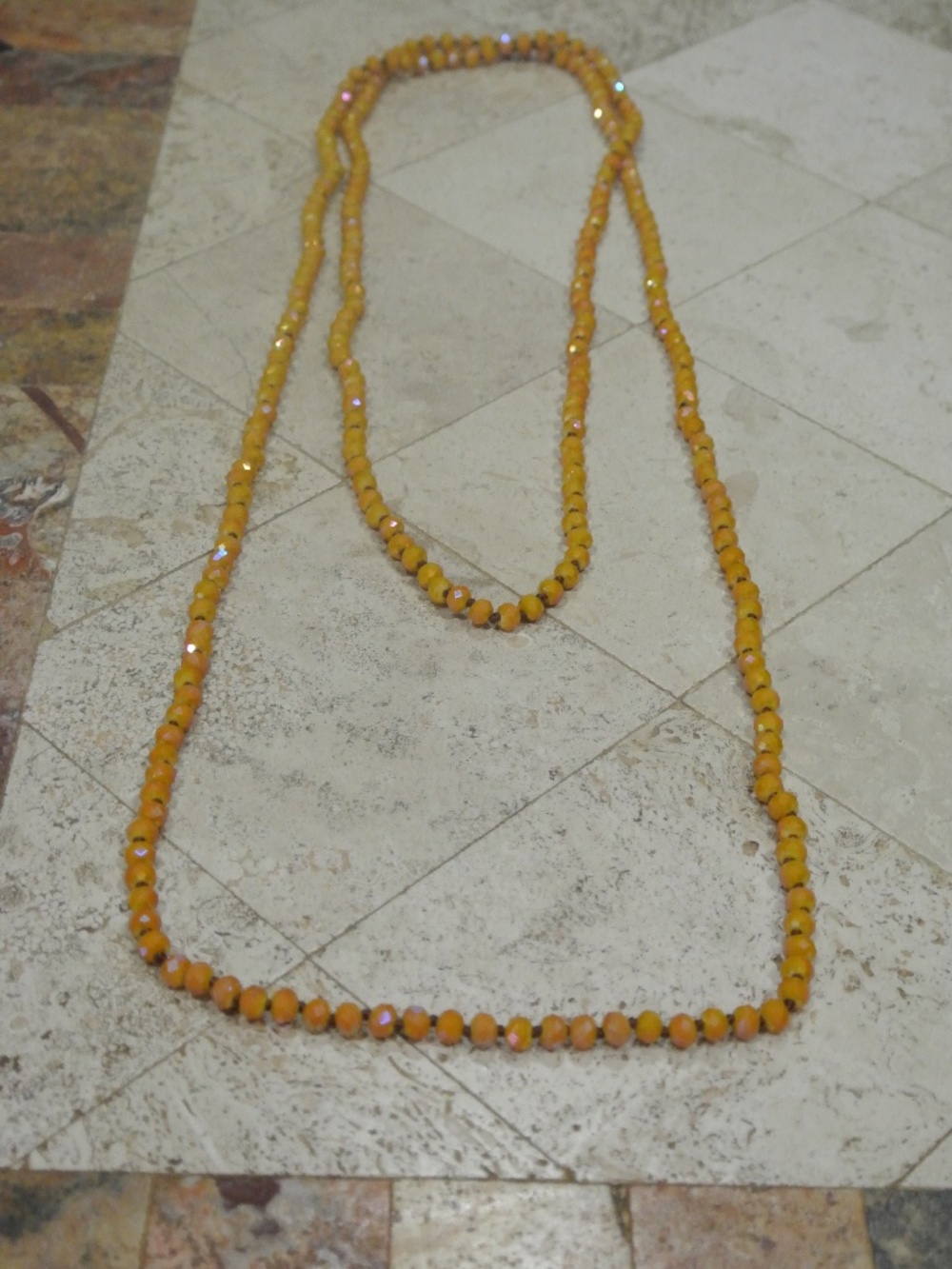 MUSTARD YELLOW 30 INCH FACETED BEADED NECKLACE